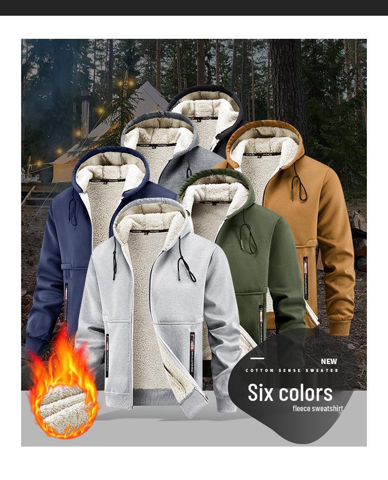 Men's 2025 Lambswool Hooded Jacket - Warm, Thickened, Casual Autumn/Winter Wear with Free Shipping