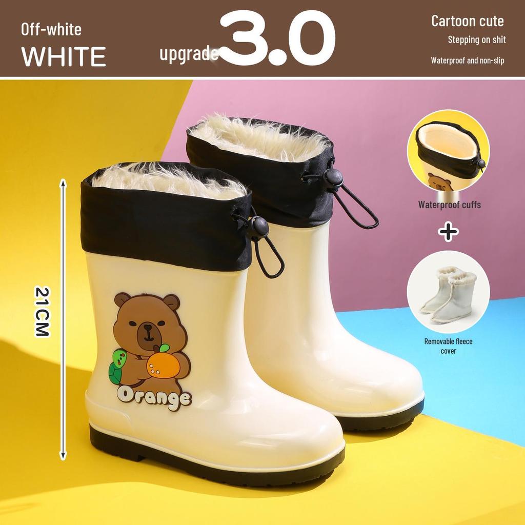 Wasserdichte gefütterte Gummistiefel für Kinder: Rutschfeste, kältebeständige Gummistiefel mit Kordelzug für Kleinkinder und ältere Kinder