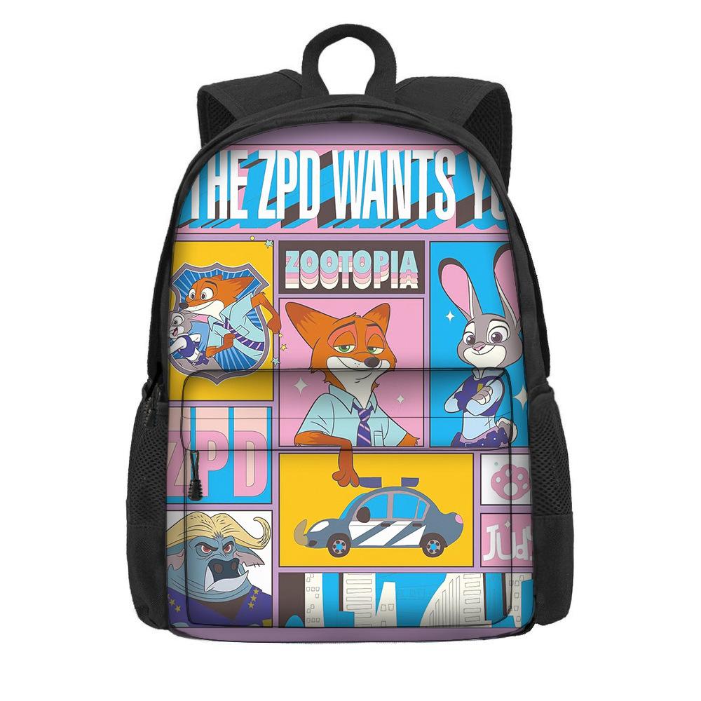 Kreslený batoh s motivem Zootopie 2 pro žáky základní školy, velká kapacita, lehký dvouramenný batoh