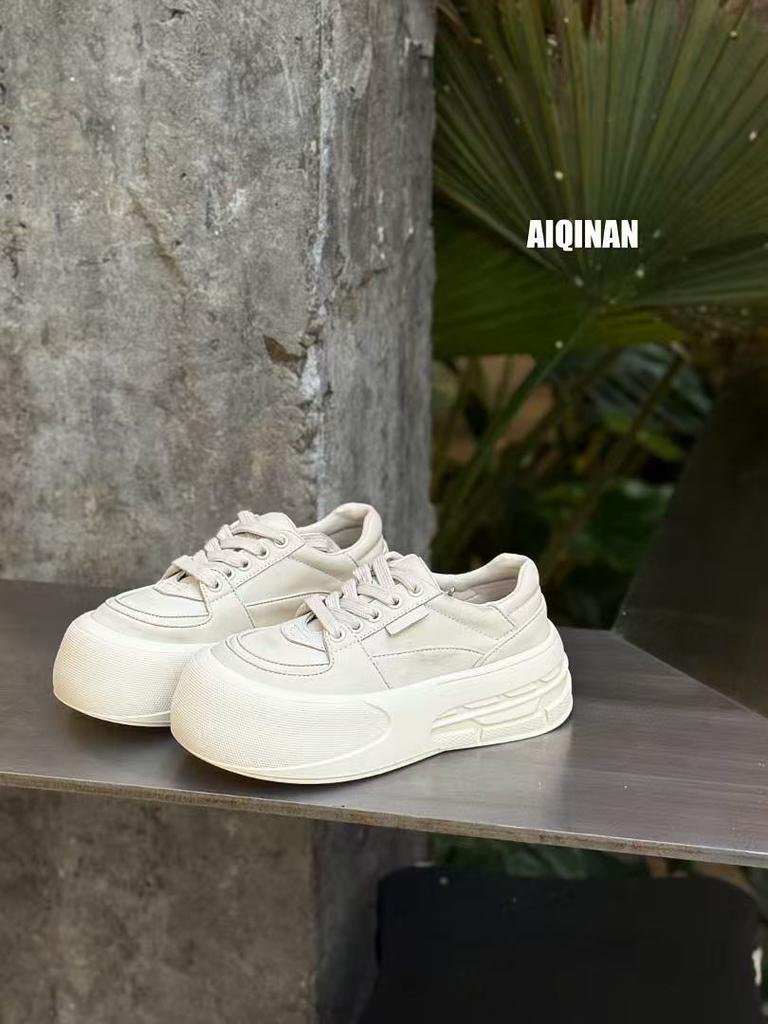 Ugly Cute Big-headed Bread Shoes for Women's Autumn New Mesh Breathable Thick-soled Heightening with Wide-leg Sports Board Shoes