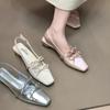 Bow back strap bag head sandals women's summer new high-end silver temperament single shoes