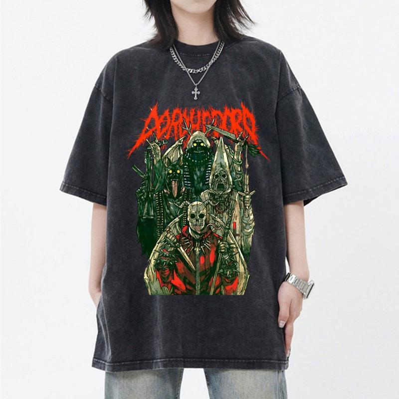 Blumenprint Retro Gewaschenes T-Shirt Locker Rundhalsausschnitt Mode Damen Waschung Kurzer Ärmel Ausbrenn-Druck Damen T-Shirt