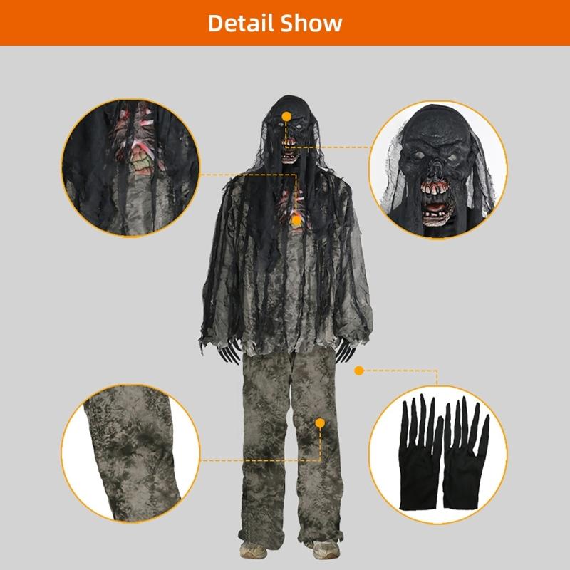 Childrens Corpses Costume Scary Halloween Corpses Costume Set Living Corpses Role Play Costume for Haunts House