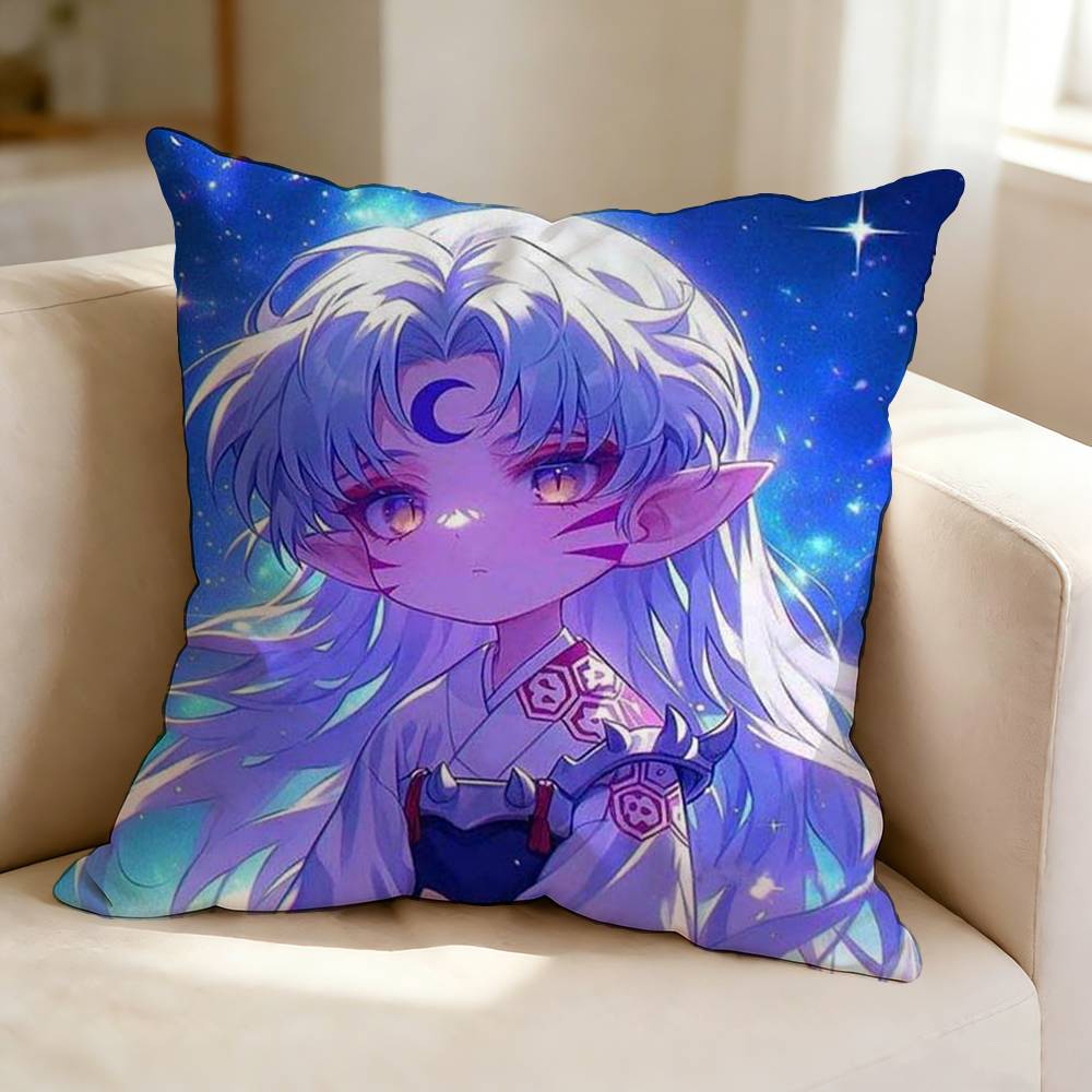 Fantasy Anime IInuyasha SSesshomaru  Square DoubleSided printed Pillow Case Bedroom Bedside Pillow Sofa Cushion Cover