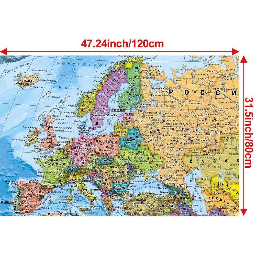 Russian Map-Europe Map-Political Distribution Map,Wall Art Posters,Tourism/Educational Tool,Decorative Hanging Picture