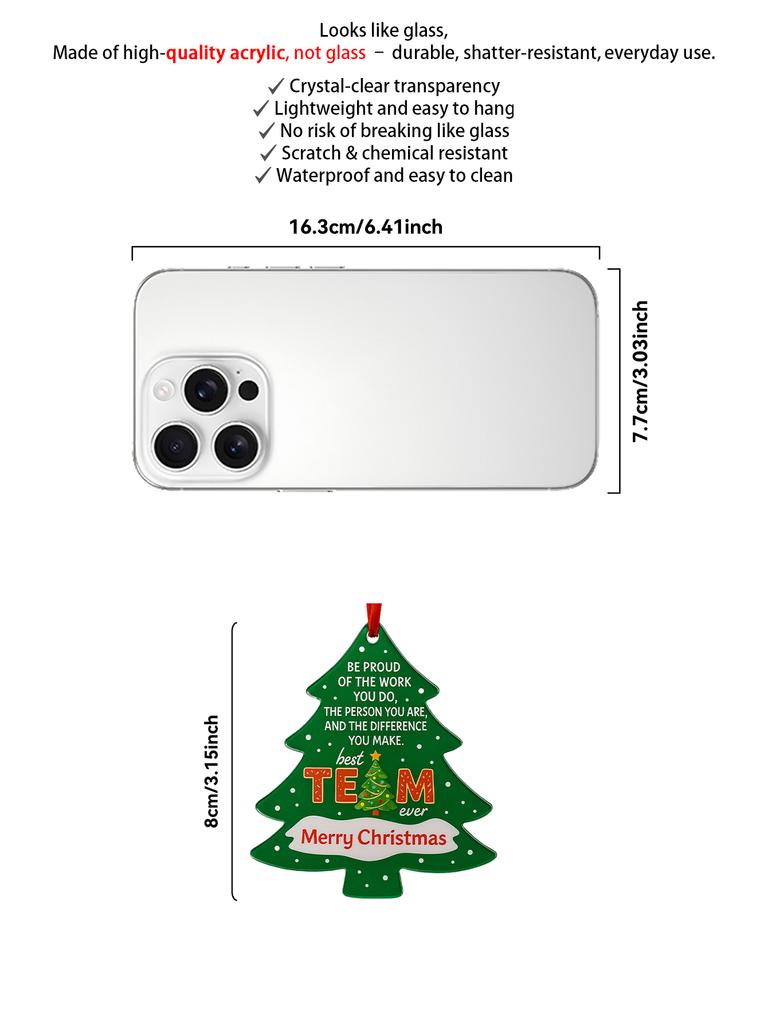 Weihnachten Bestes Team Aller Zeiten Baumförmiger Anhänger Acryl Hängedekoration Festlicher Anhänger Geschenk für Kollegen & Büro Weihnachtsdekoration