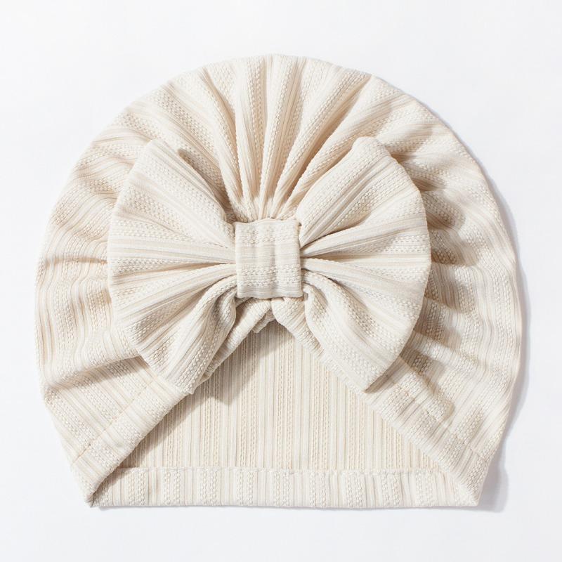 Baby Waffle Jacquard Boneless Hat Cute Bow Baby Fetal Hat Solid Color Children's Hat