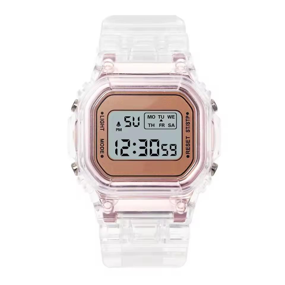 Sports Transparent Small Square Electronic Watch Student Waterproof Led Watch