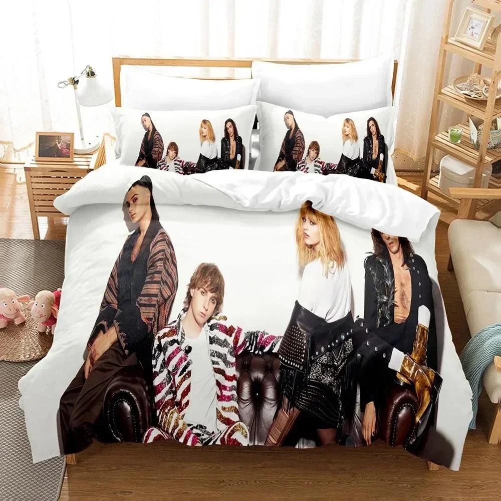 3D Printed Maneskin Rock Band Bedding Set Duvet Cover Sheet Printed Bed Set Pillowcase Full Queen King Size Comforter Bedroom