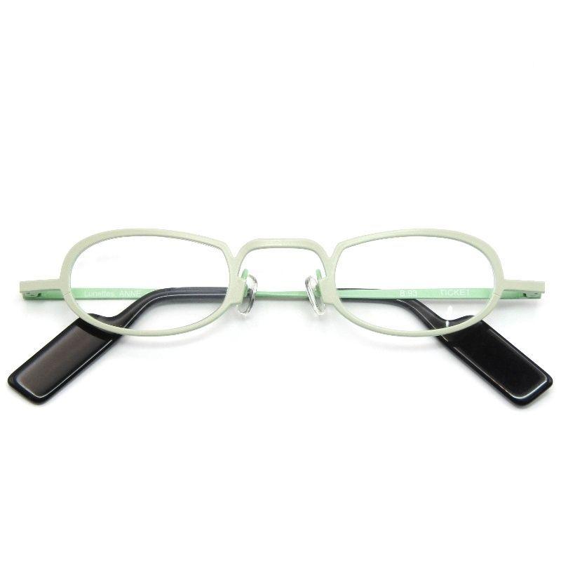 Used Unused ANNE ET VALENTIN Glasses Frame TICKET Made in France Ticket B93 White/Light Green 61004843