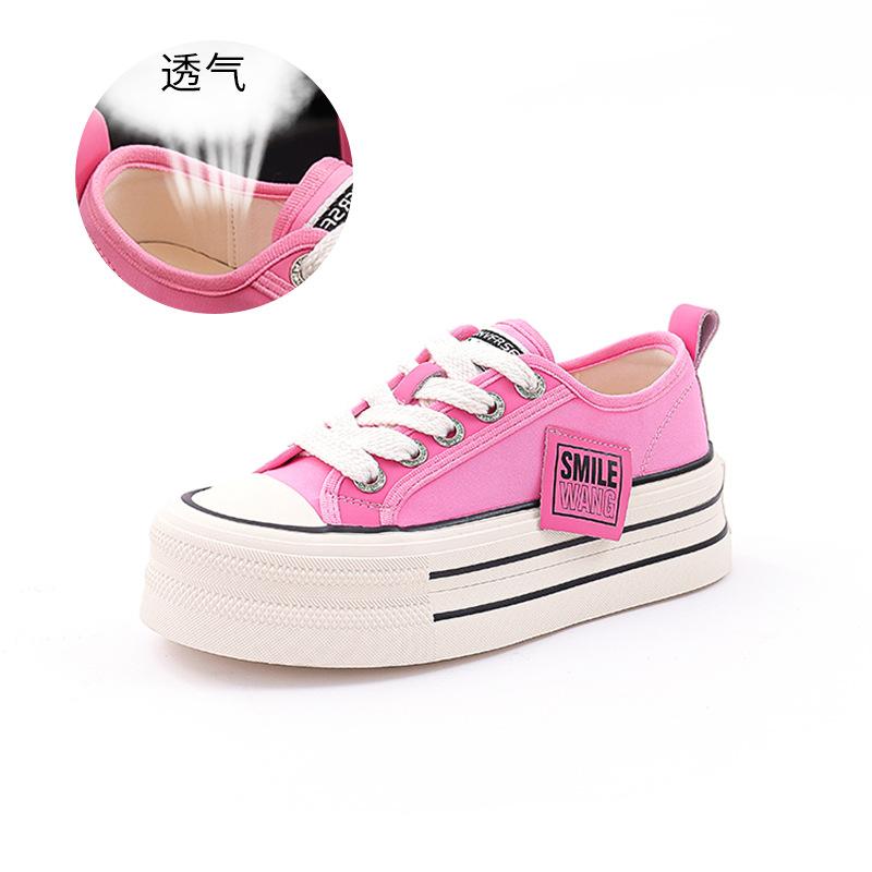 Women's shoes 2025 spring new women's heightened platform white shoes women's casual versatile muffin baseplate shoes
