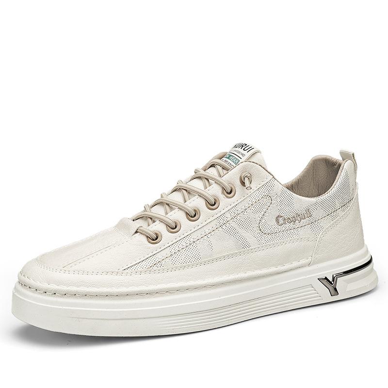 Nuove scarpe sportive casual in pelle da uomo stile retrò, comode suole spesse e scarpe con rialzo