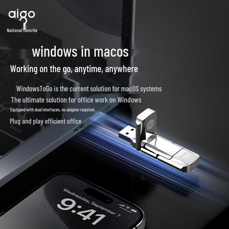 aigo 1TB Dual-Interface USB 3.2 Type-C SSD Flash Drive