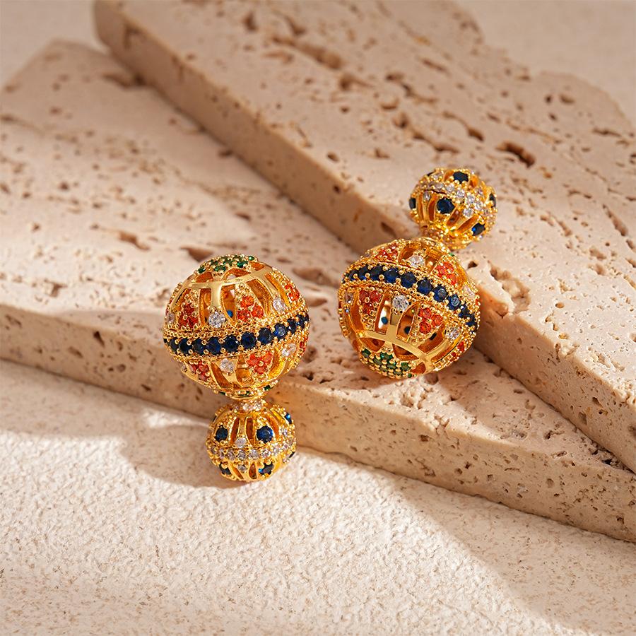 

Digadagu Metal Skeleton Ball Dangle Earrings New Women s Simple Elegant Earrings Daily Zircon Accessories золотой