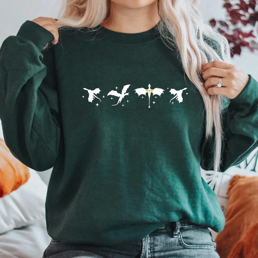 

Fourth Wing Sweatshirt Basgiath War College Sweater Xaden Riorson Hoodie Men Women Sweatshirts Long Sleeve Dragon Pullover Tops XXXL темно-зеленого
