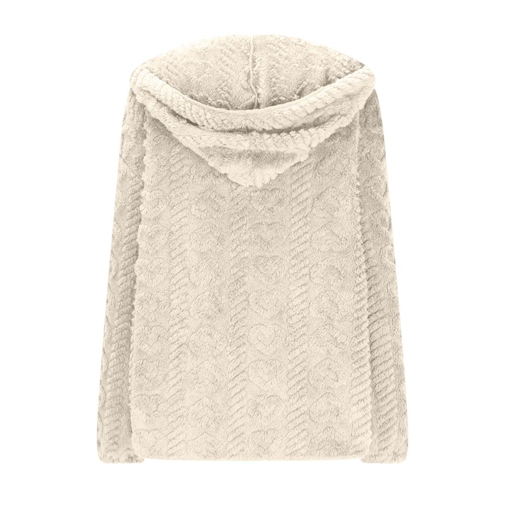 Dámské zimní oblečení Dámské svetr s kapucí Fuzzy bunda Zimní otevřený přední fleecový kabát Outwear