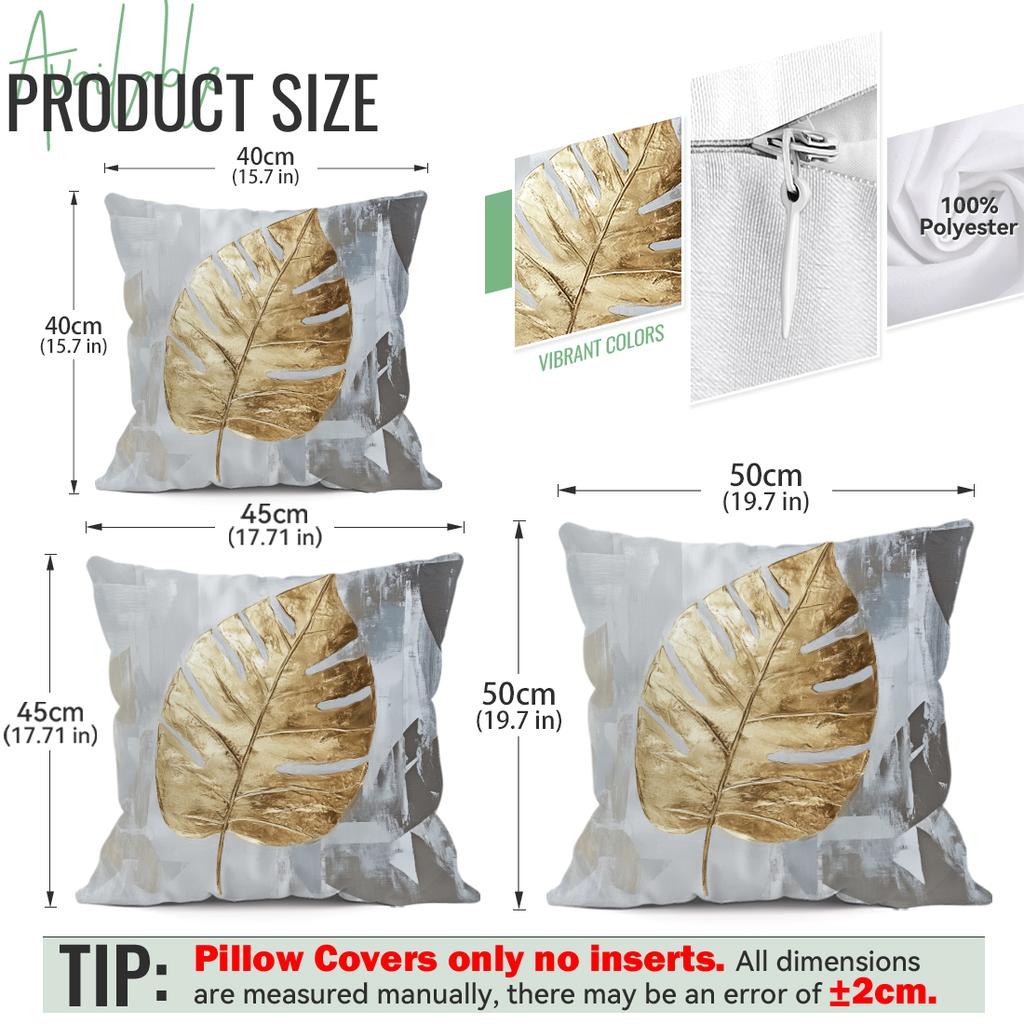 Vintage Gray And Gold Leaves Cushions Pillowcase Polyester Cushion Cover Throw Pillow Pillowcover Home Car Sofa Decor