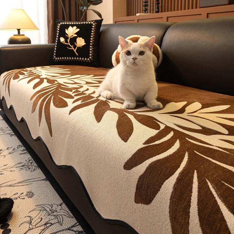 Modern Minimalist Retro Irregular Chenille Sofa Cushion Four Season Universal Anti Slip And Dustproof Sofa Cover Cloth Towel