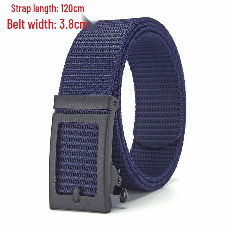 Men's Tactical Canvas & Nylon Woven Belt with Leather Trim - Elastic and High-End Accessory