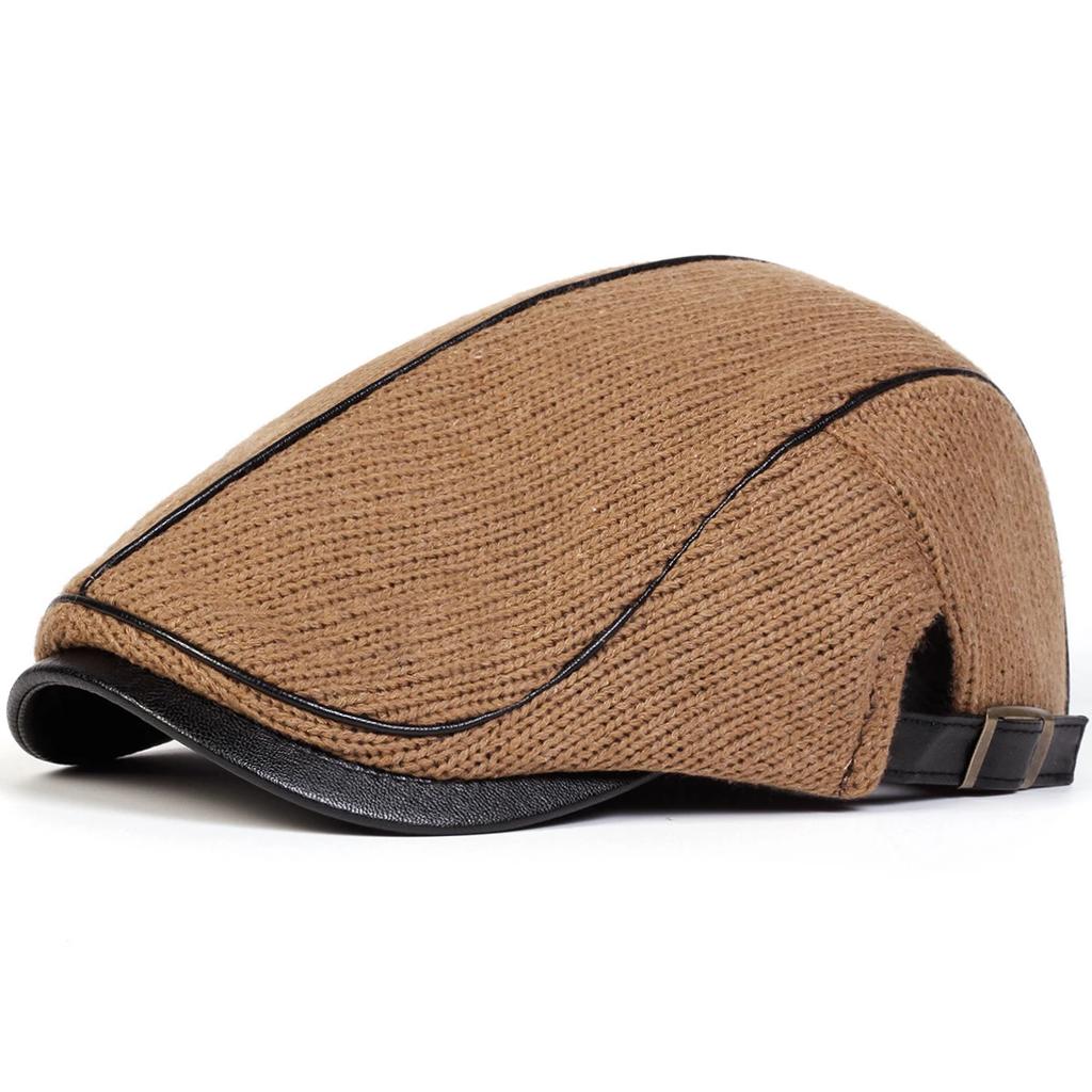 Men Solid Color Knitting Newsboy Caps Autumn Winter British Painters Hats Side Buckle Adjustable Flat Cap Hip Hop Berets