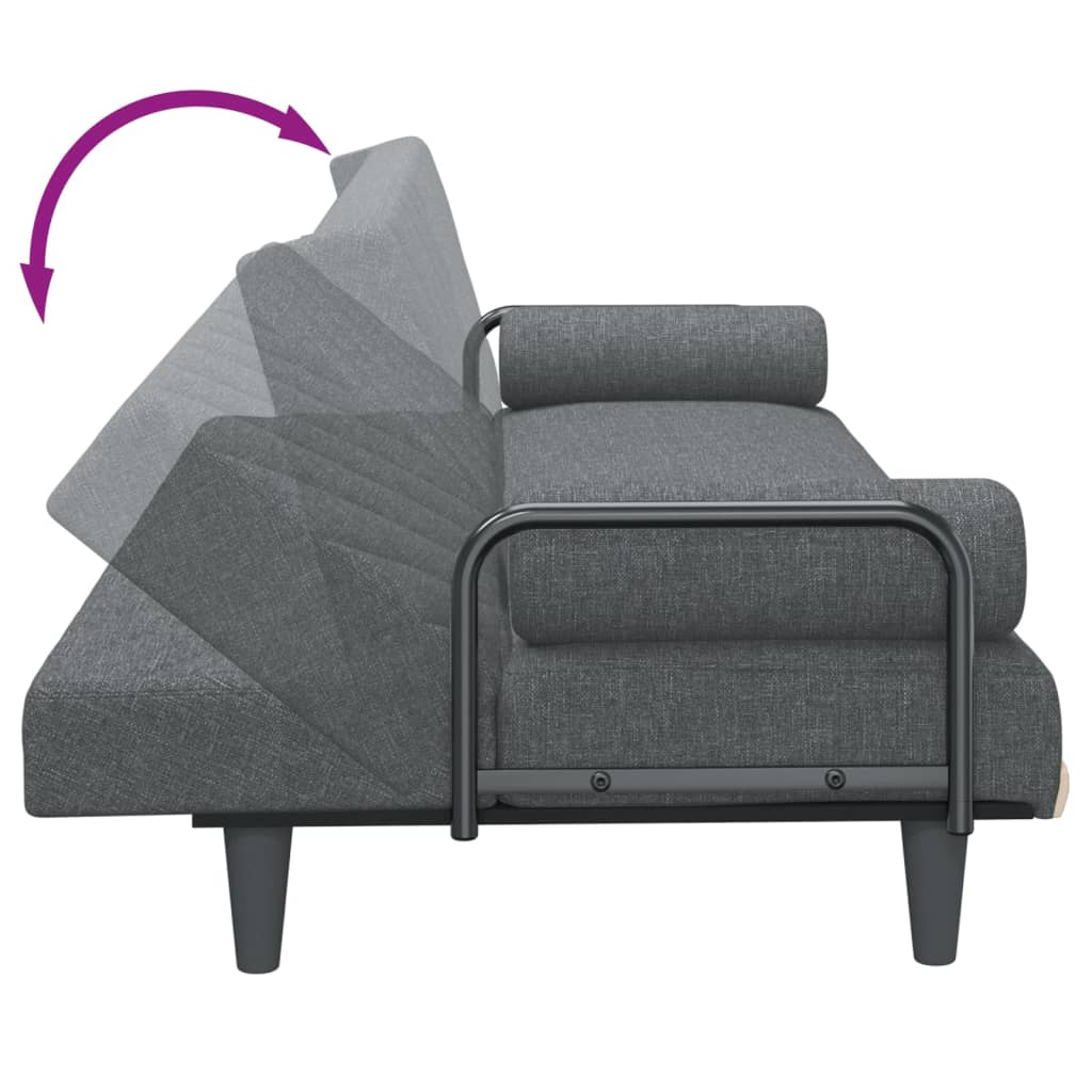 Dark Grey Fabric Sleeper Sofa with Armrests