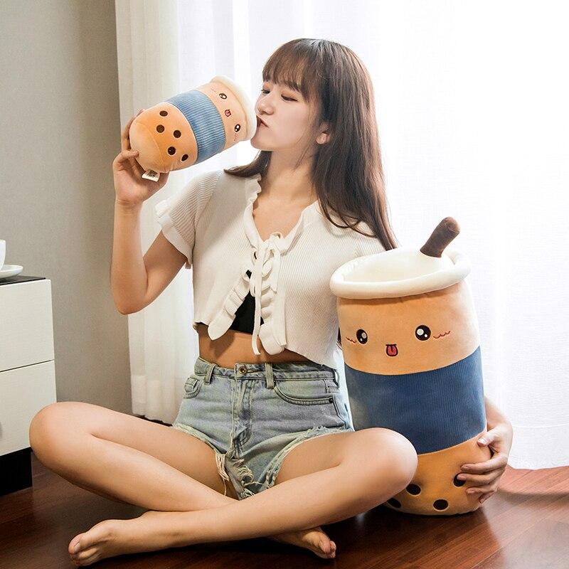 22 /50cm Adorable Bubble Tea Cup Shaped Plush Toy Stuffed Real Life Milk Tea Plush Baby Doll Soft Cartoon Pillow Cushion Kawaii Gift