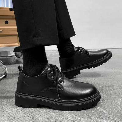 Zapatos Casuales de Cuero para Hombre Zapatos de Dedo Gordo Zapatos de Trabajo Británicos Botines Negros para Hombre Boca Baja Modernos de Cuña Zapatos Derby para Hombre