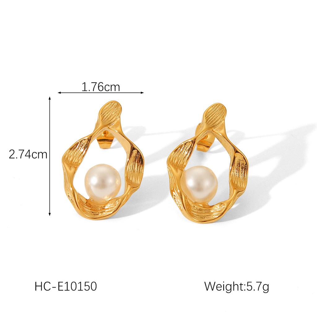 French Luxury Pearl Earrings Titanium Steel Ear Studs Minimalist High-End Fashion Earrings for Women