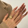 Women Open Ring Earrings Adjustable Multi-layer Solid Color Wide Electroplating Polished Alloy Lady Finger Ring Prom Party Daily Ear Jewelry