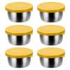 6Pcs Sauce Cups with Easy Open Colorful Lids Leak-Proof 40ml Salad Dressing Containers Stainless Steel Snack Cups