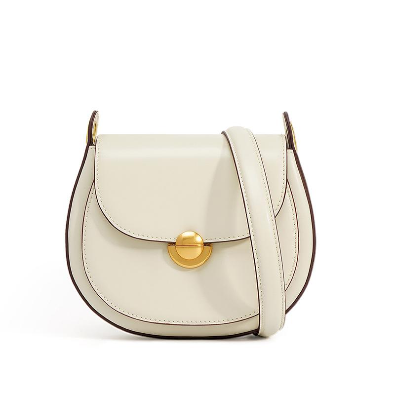 

High-end fashion leather underarm saddle bag, lock French cowhide messenger bag women s small bag