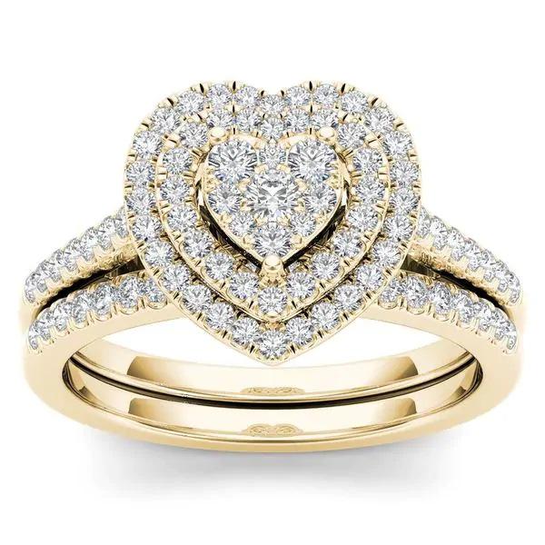 Hecheng Popular Fashion Love Two-Piece Diamond Halo Ring