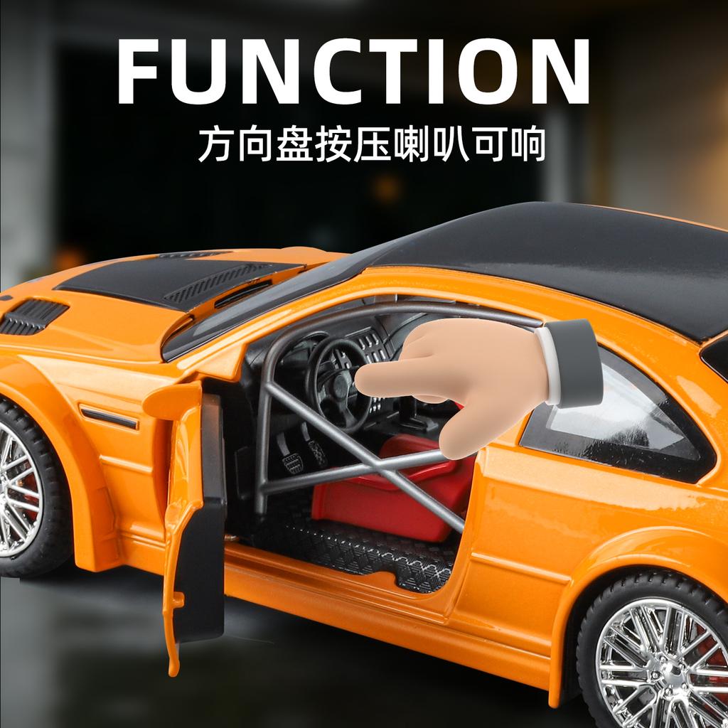 1:24 BMW M3 GTR E46 Performance Road Racing Liga Metálica Diecast Modelo de Carro Casa Tendência & Ornamento de Exibição de Mesa Presentes de Aniversário