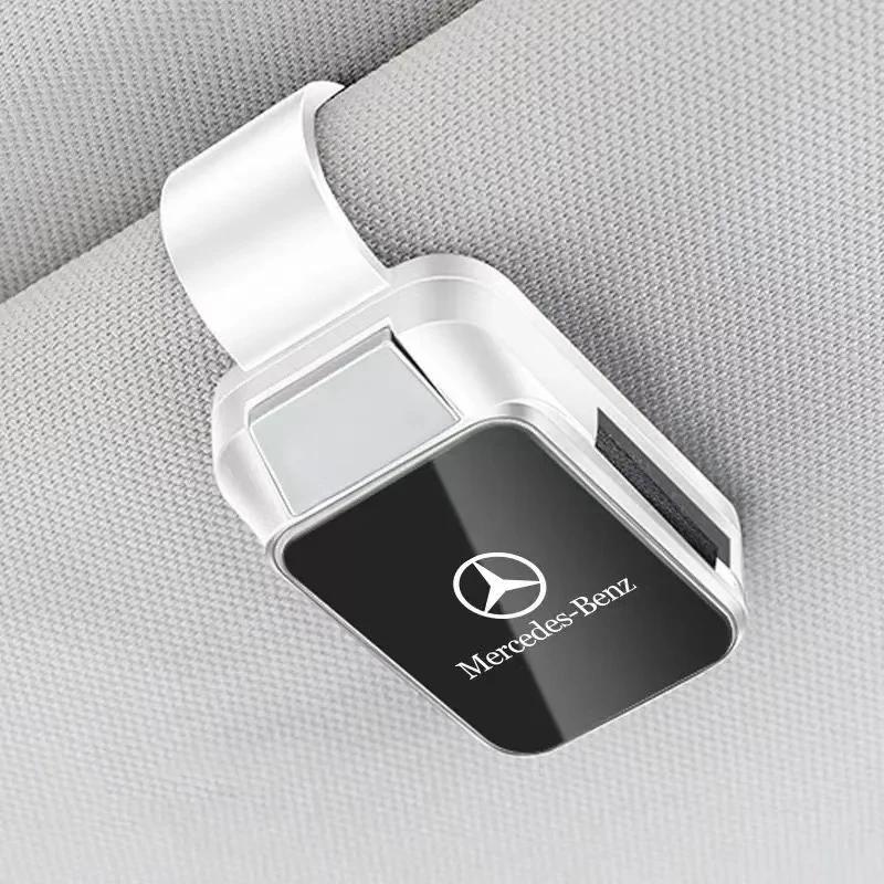 

1PC Car Sun Visor Glasses Clips Interior Eyeglasses Storage Holder For Mercedes Benz AMG Smart W204 GLC CLA GLK W205 W203 W206 білий