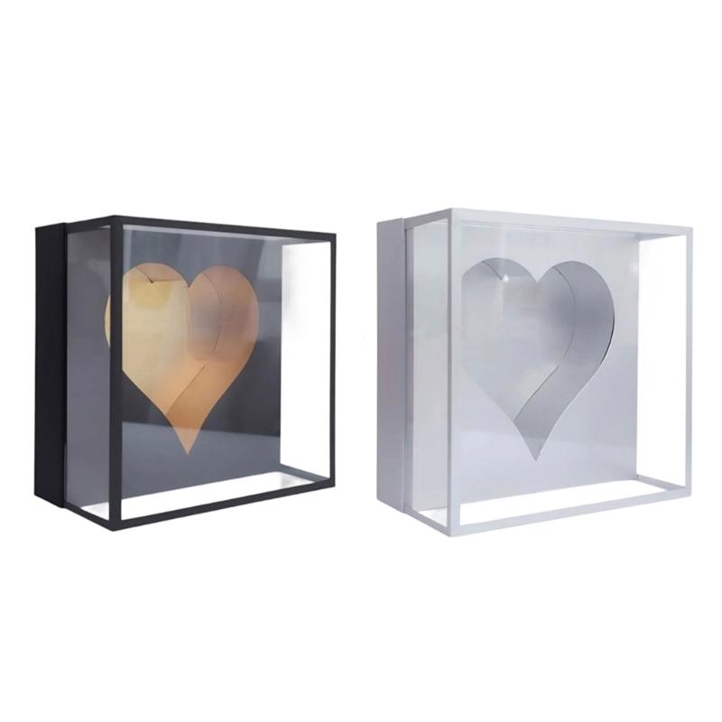 Elegant Heart Design Acrylic Display Case Anniversary Gift Packaging for Preserving Roses Jewelry Decorative Items nero