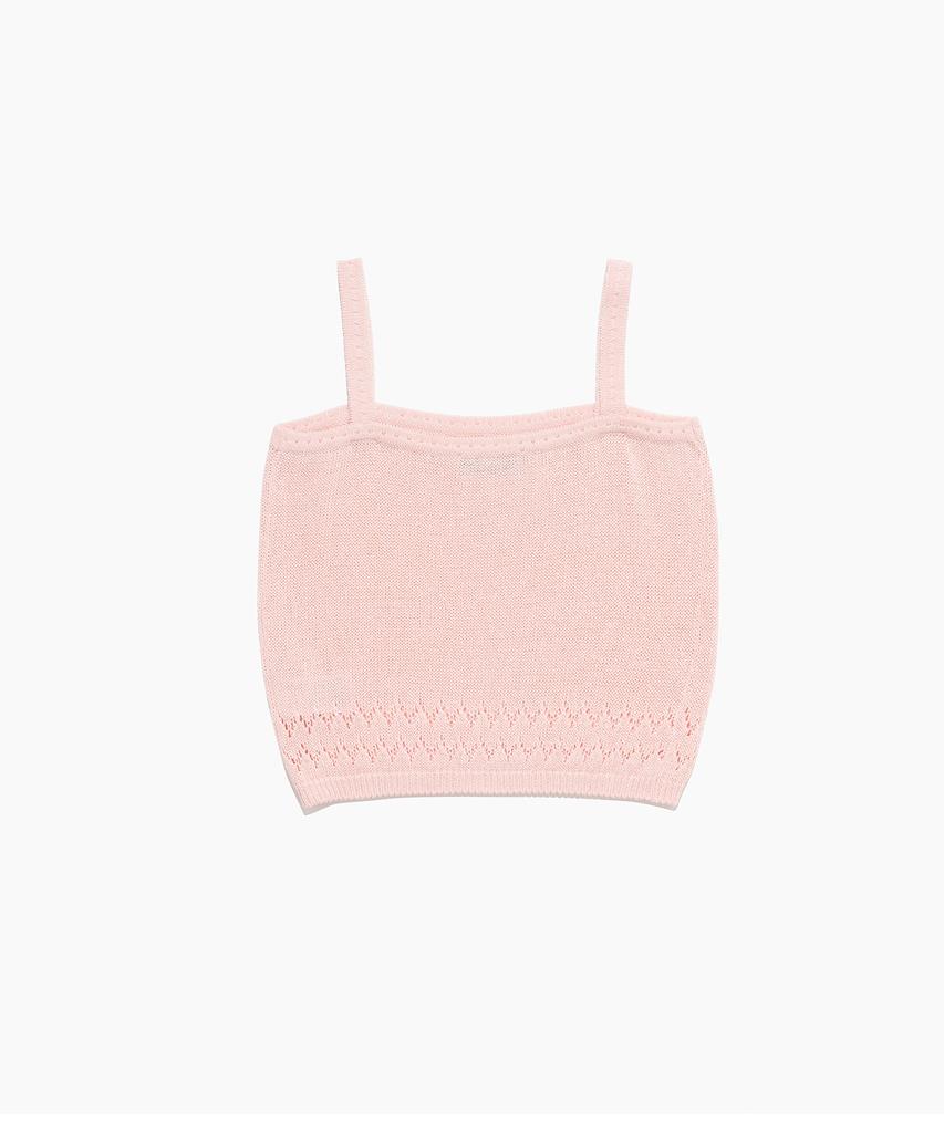 Tudument Punching Sleeveless Knit Top Pink