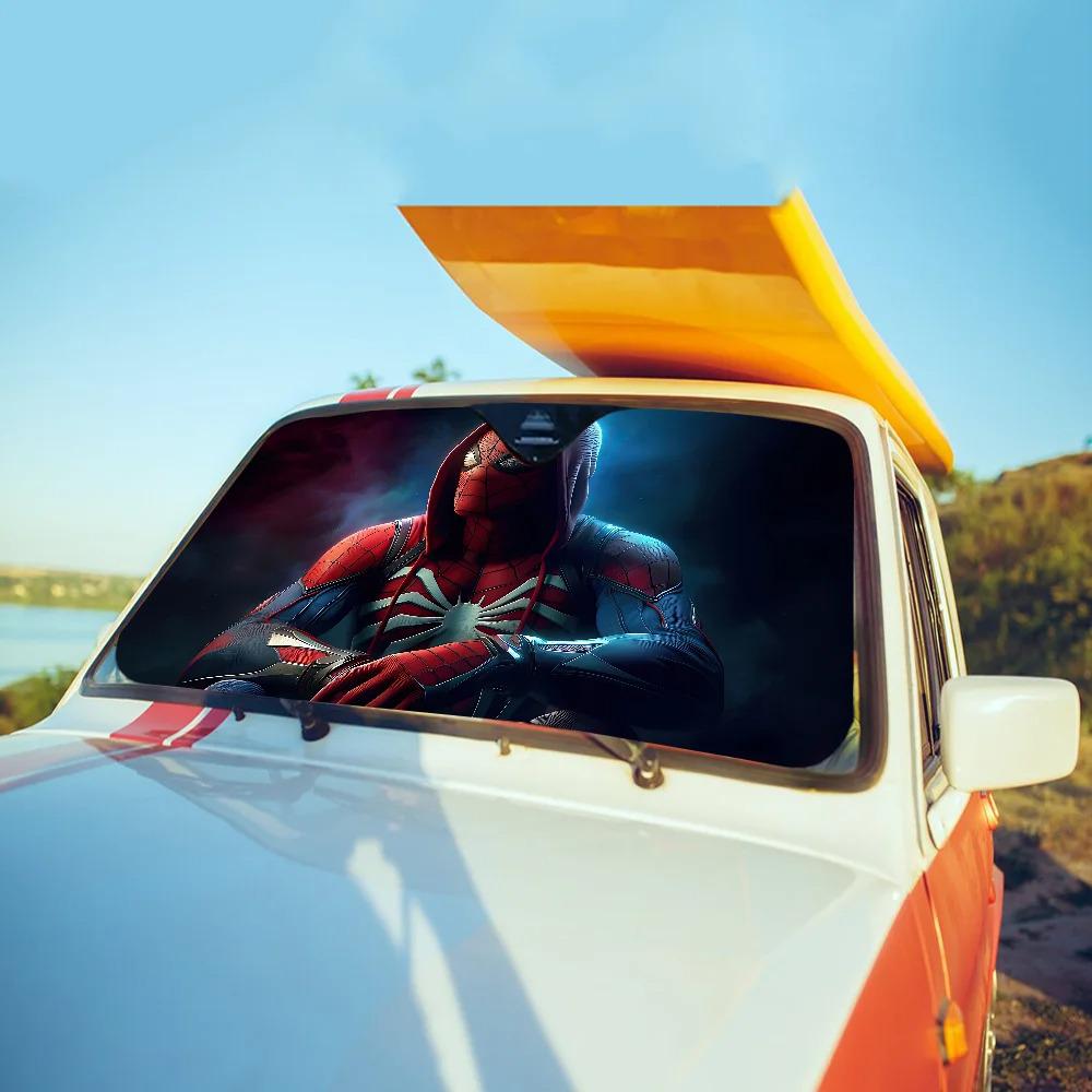 SpiderMan Car Sunshade: Windshield Heat Insulation & Sun Protection