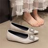 Inner Height Increase French Single Shoes Women's Shoes Spring and Autumn 2025 New Rhinestone Buckle Fairy Style with Skirt Temperament Ladyshoes