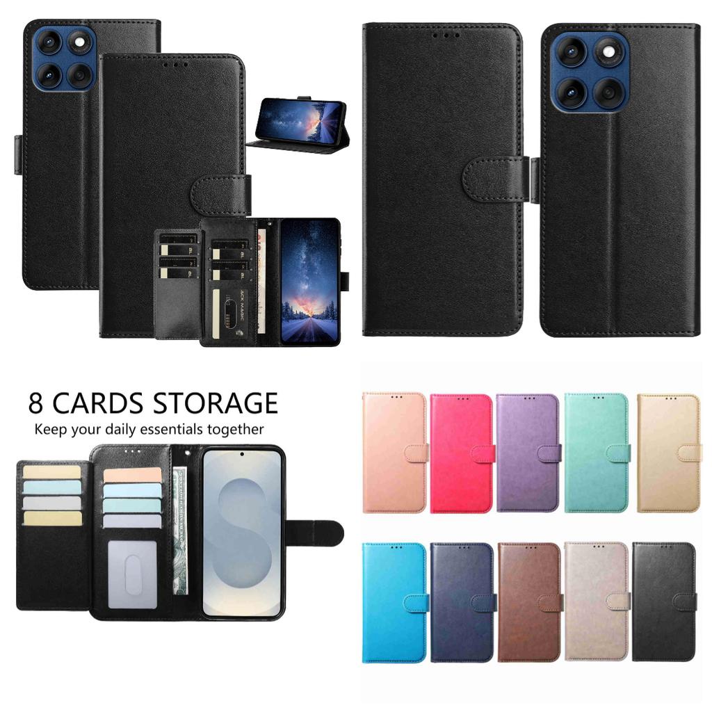 Pro Motorola Moto E13 E20 G05 G54 Edge 40...Peněženkové pouzdro na telefon z jehněčí kůže, více přihrádek na karty a stojánek, nárazuvzdorný ochranný kryt (10 barev)