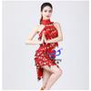 Latin Dance Sequin Fringe Set Stage Performance Costume Women