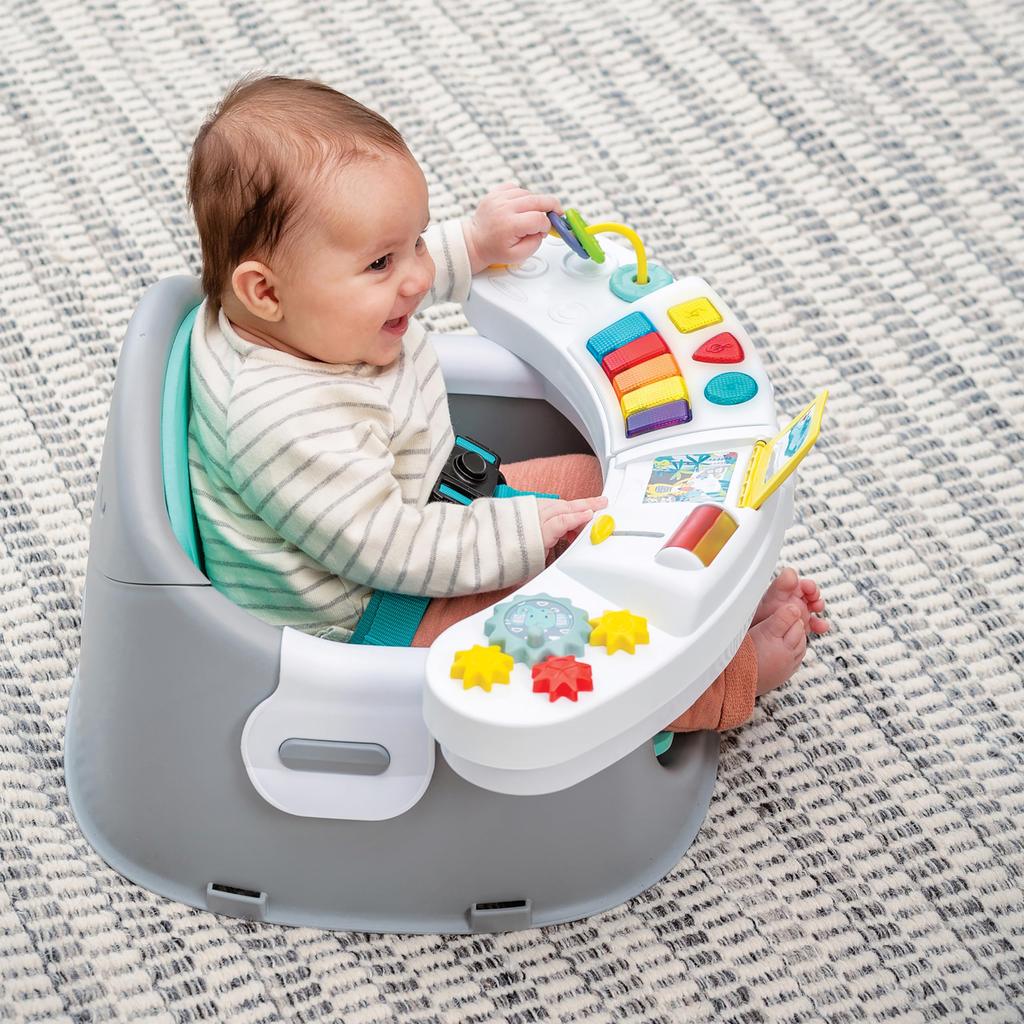 Infantino (Infantino) Assento e Assento Elevatório Discovery, Brinquedo Educativo com Brinquedos, Música e Luzes, para Idades de 6 Meses a 3 Anos, Modelo 303038