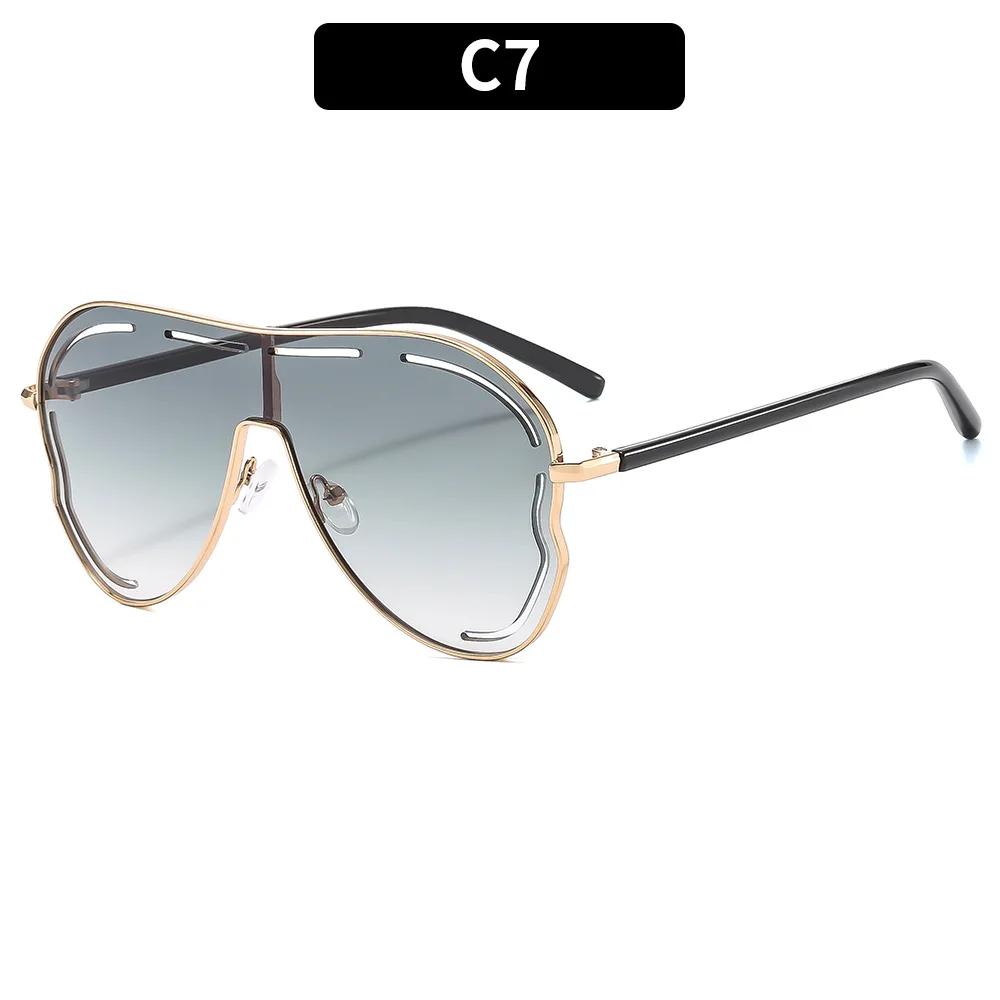 One-Piece Punk Sunglasses for Women Large Size Shield Luxury Brand Square Metal UV400 Large Frame Glasses