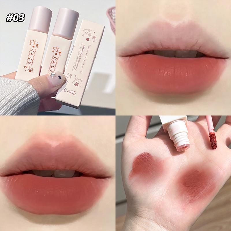 CACE Süßer Bär Cremiger Mattes Lippen-Schlamm: Hohe Pigmentierung, Nicht austrocknend, Feine Textur, Beliebte Farben.