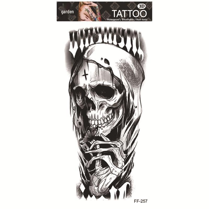 Adesivi per tatuaggi impermeabili Yuanhua - Totem con testa di lupo e disegni di testo arabo