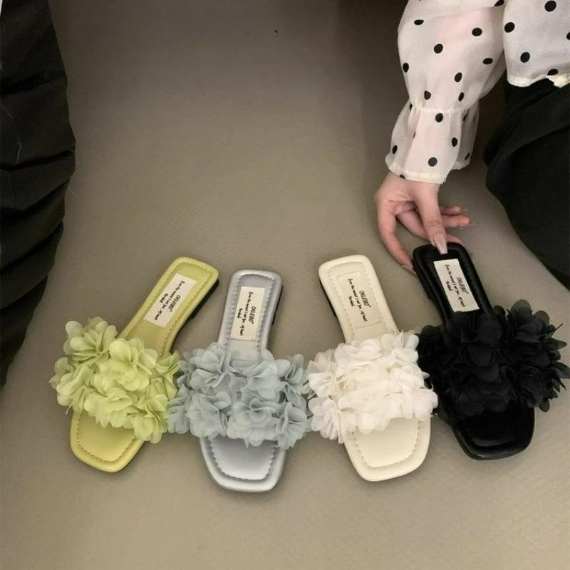 Women's Flower Flat Slippers Casual Comfortable Elegant Women's Sandals Summer Dress Outdoor Light Slippers