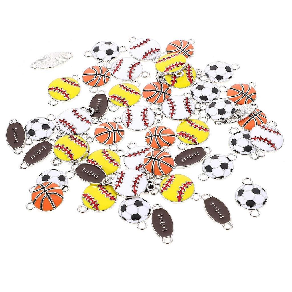 Schmuckherstellung Anhänger Sportball Anhänger Gemischter Stil Verschiedene Farben Hängende Anhänger Kugelform DIY Schmuckhersteller 50 Stück