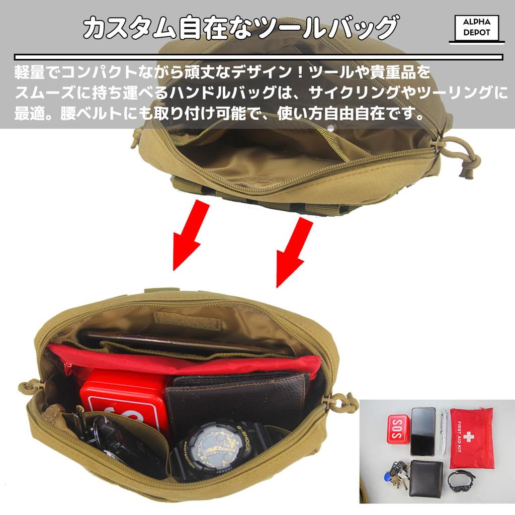 Alpha Depot Tool Bike Tool and Accessory Handlebar Handlebar Belt Touring Bag, Bicycle/Road Saddlebag/Side Bag, Waterproof, Storage, Pouch, Bag,
