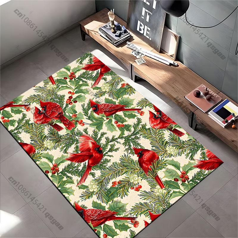 Cardinals holly foliage Christmas decor carpet Yoga living room room decor children's crawling mat doormat area rug