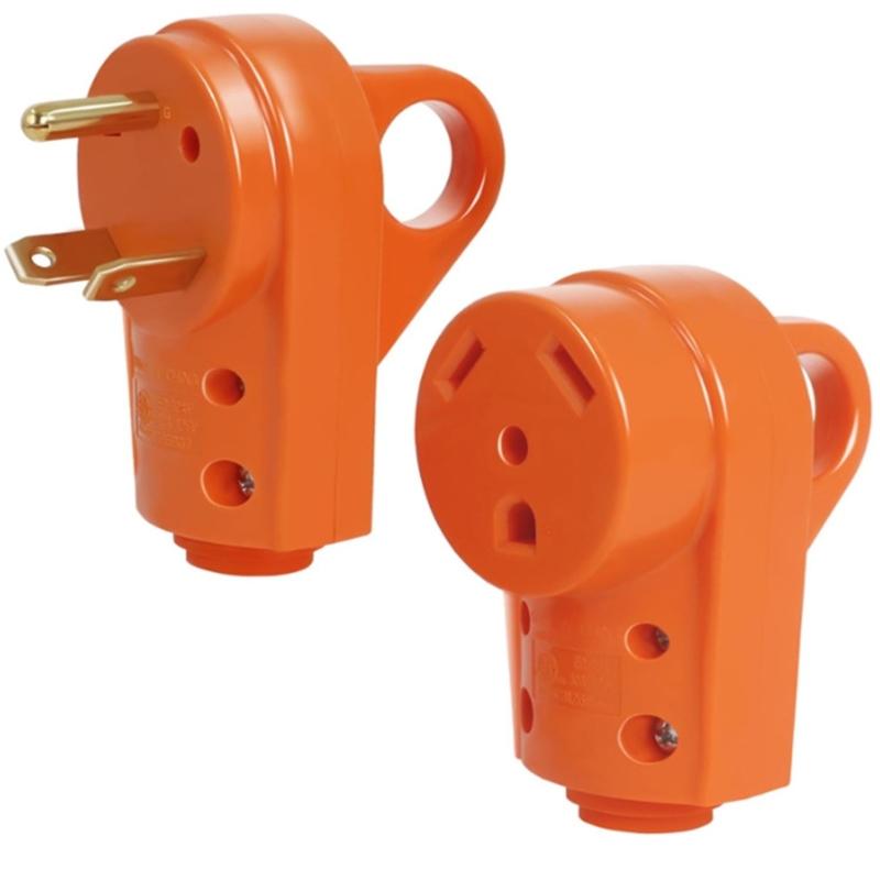 Replacement RVs Receptacle Plug 30A Male/Female RVs Plug with Ergonomic Grip Handle Heavy Duty Power Plug Adapter
