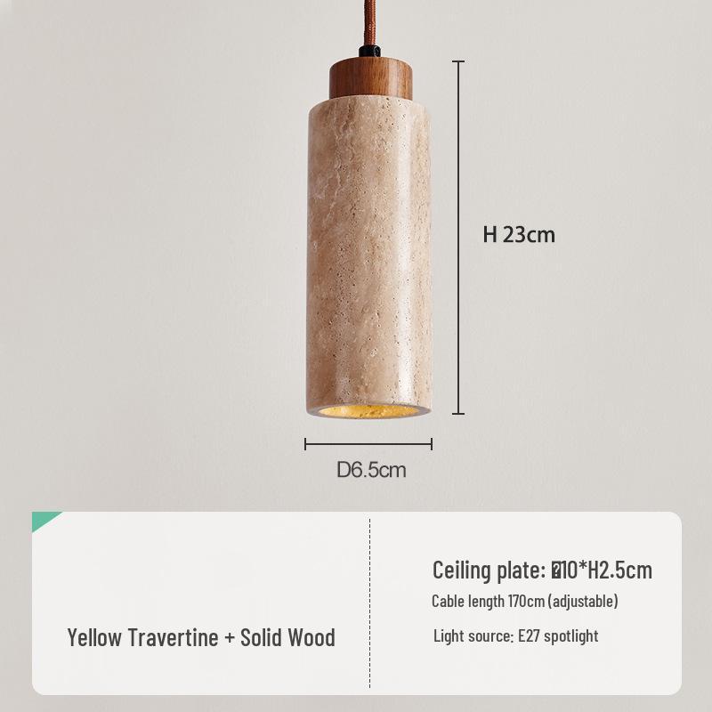 Yellow Travertine Pendant Light - Retro Cream Wabi-sabi Style for B&B, Restaurant, Bedroom, or Bedside.
